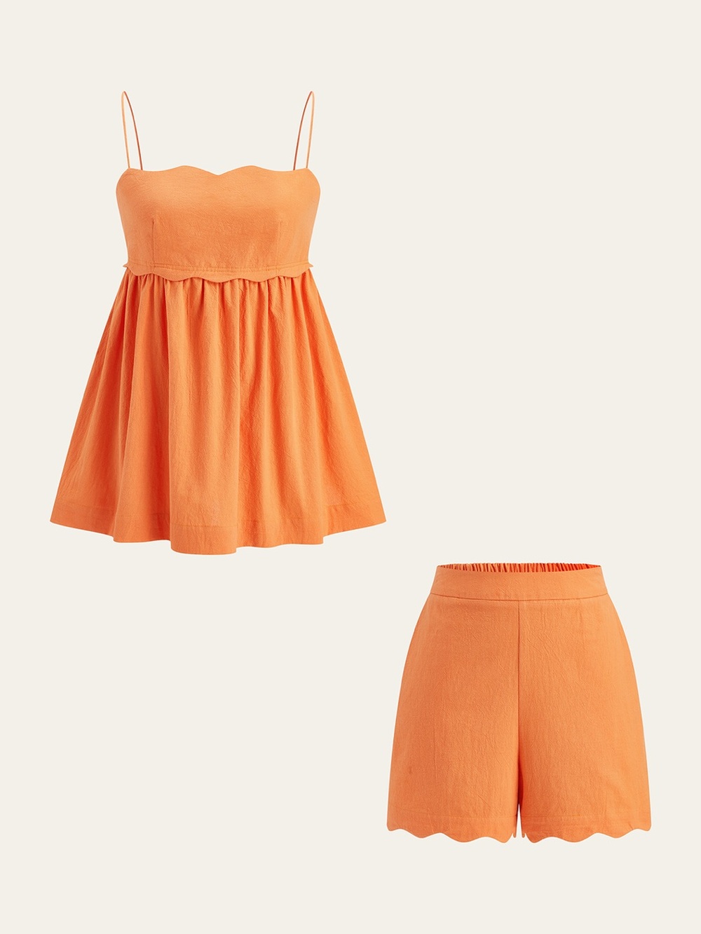 Commense Orange Scallop-Hem Bermuda Shorts Size XL